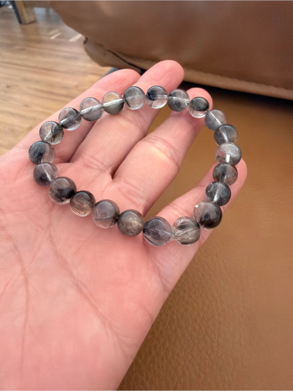Natural crystal black tourmaline rutilated Stretch Bracelet - Women Jewelry